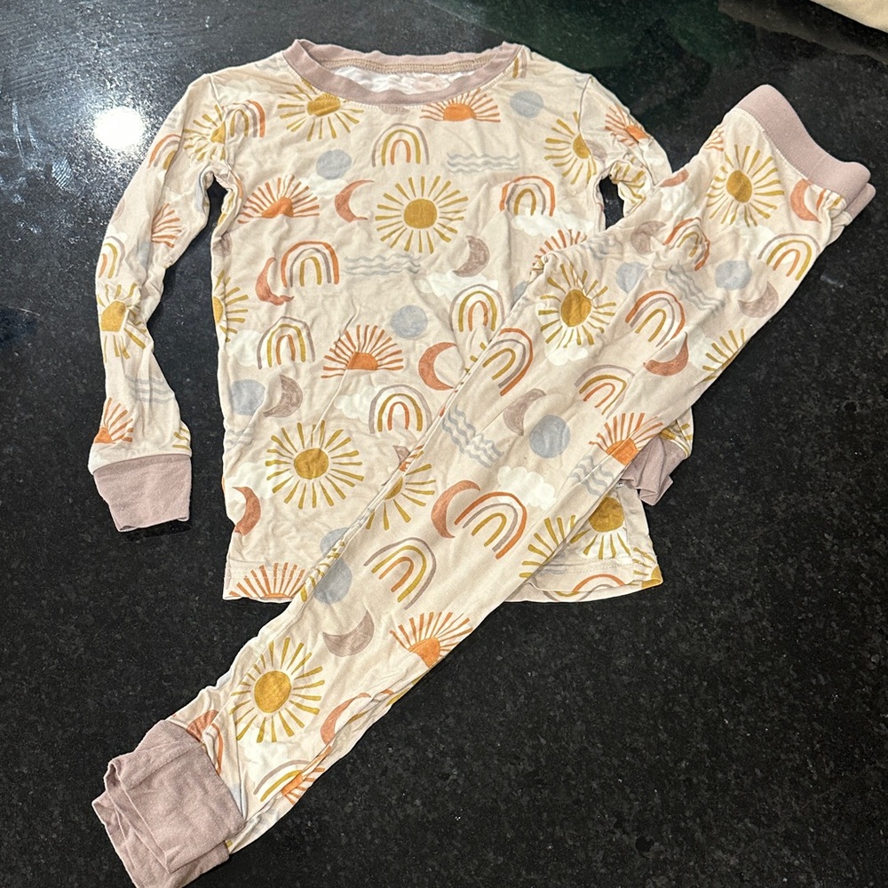 Little Sleepies dusty rainbows Sun, Rainbow & Moon Pajama Set
